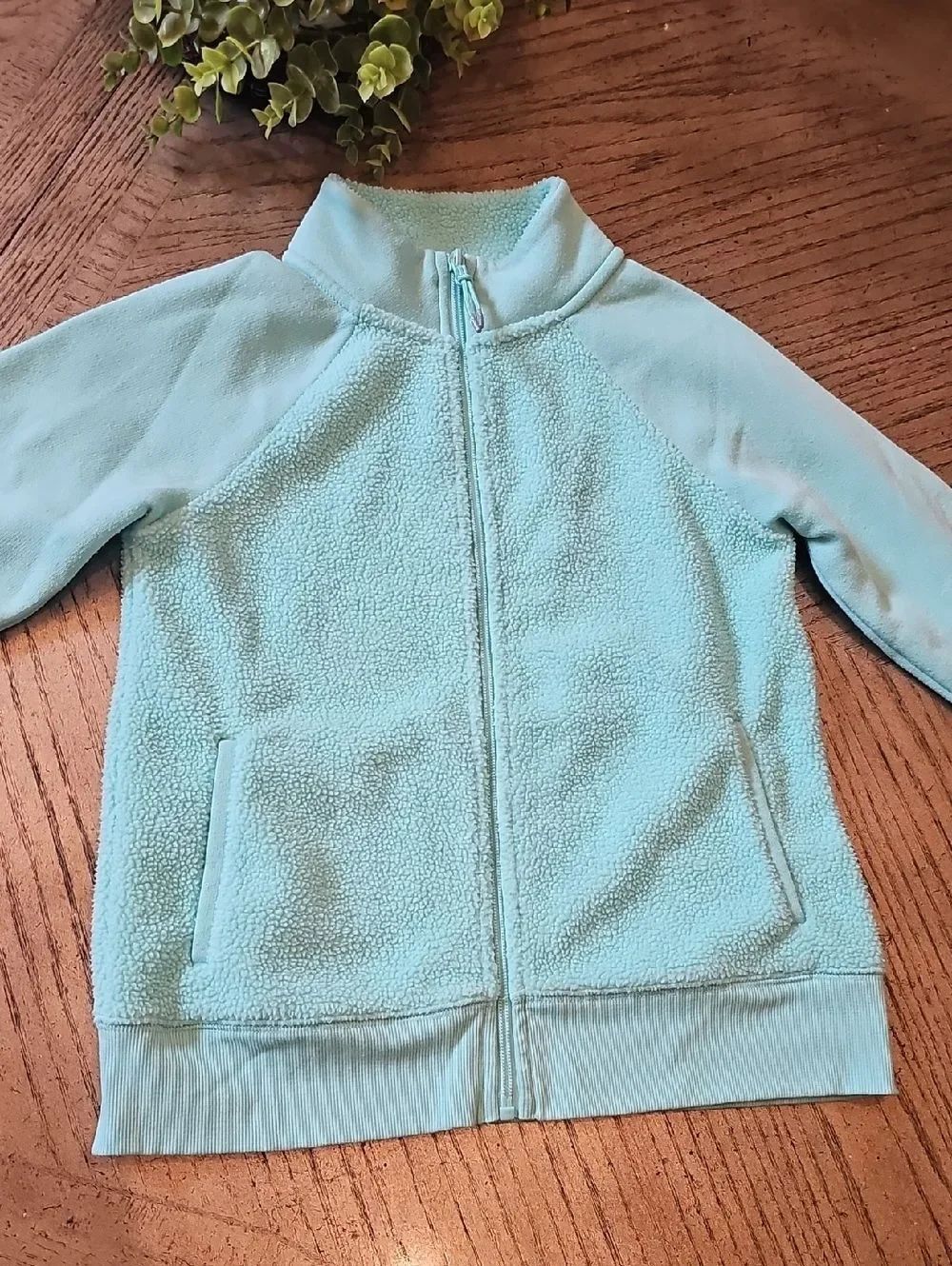Xersion Light Aqua Sherpa-Lined Knit Jacket Size M 10/12
